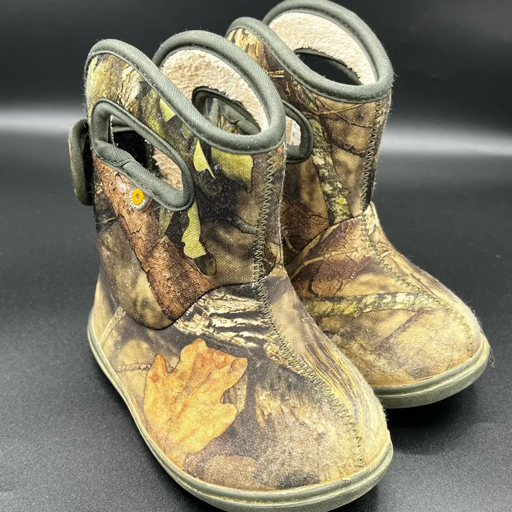 Bogs Kids Camo Brown Green Pull-On Boots